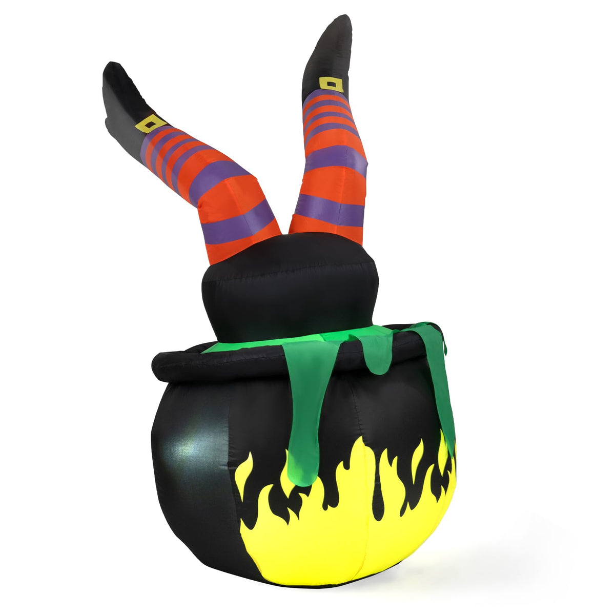 Tangkula 6 FT Animated Halloween Lighted Inflatable Kicking Witch