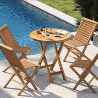 Tangkula 27.5 Inch Patio Bistro Table with Slatted Tabletop