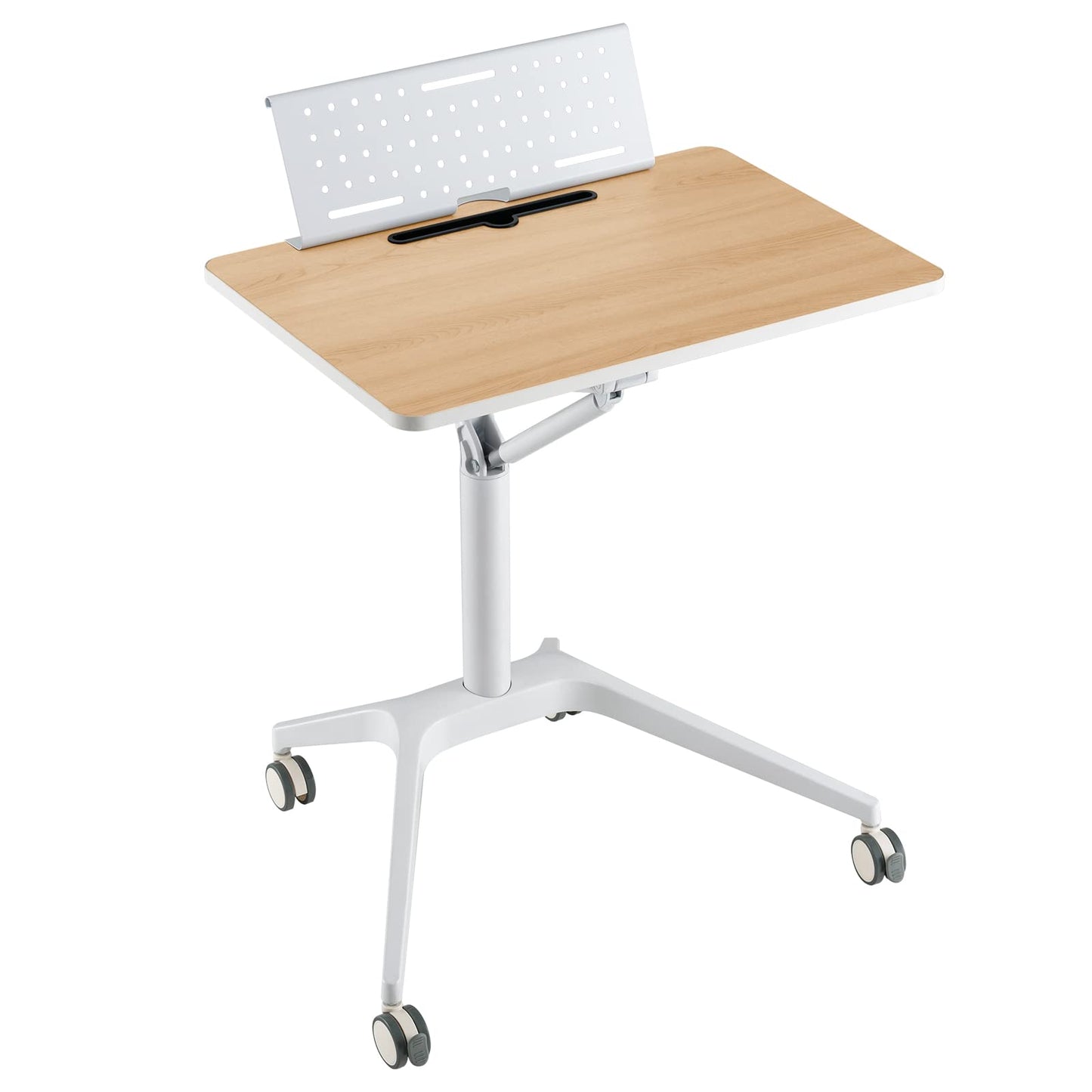 Tangkula Mobile Standing Desk, Height Adjustable Sit to Stand Desk with Detachable Holder