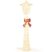Tangkula 5 FT Lighted Christmas Lamp Post with Bowknot Decorations