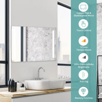Tangkula 80CMx60CM LED Bathroom Mirror with Steplessly Adjustable Brightness