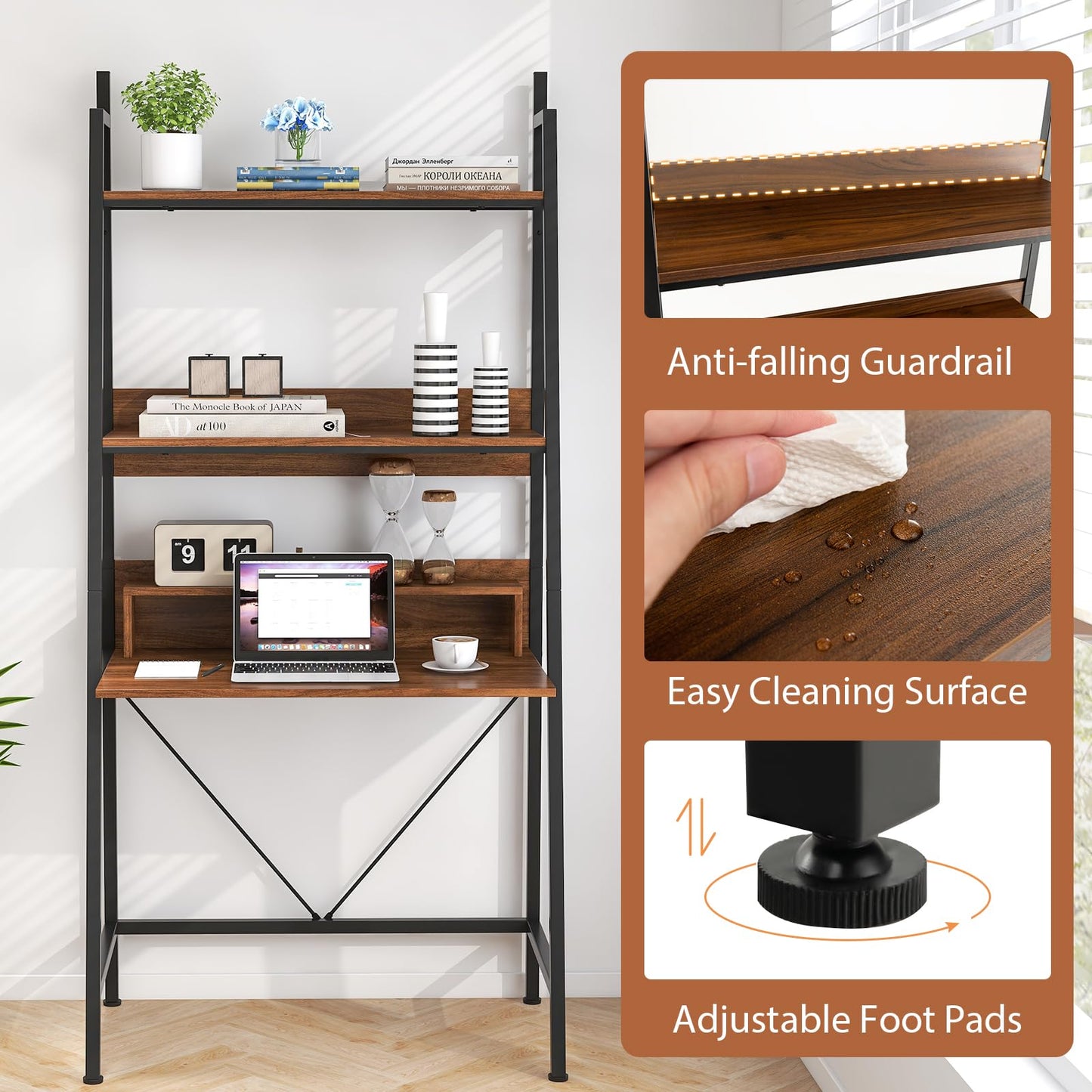 Tangkula 3-Tier Ladder Computer Desk 71 Inch Modern Writing Desk