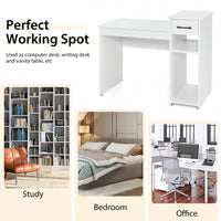 Tangkula White Desk with Drawer & CPU Stand
