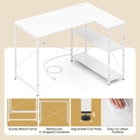 Tangkula L-Shaped Computer Desk with Reversible Shelves