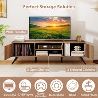 Tangkula 59” Long Media TV Stand with Cable Hole for Living Room