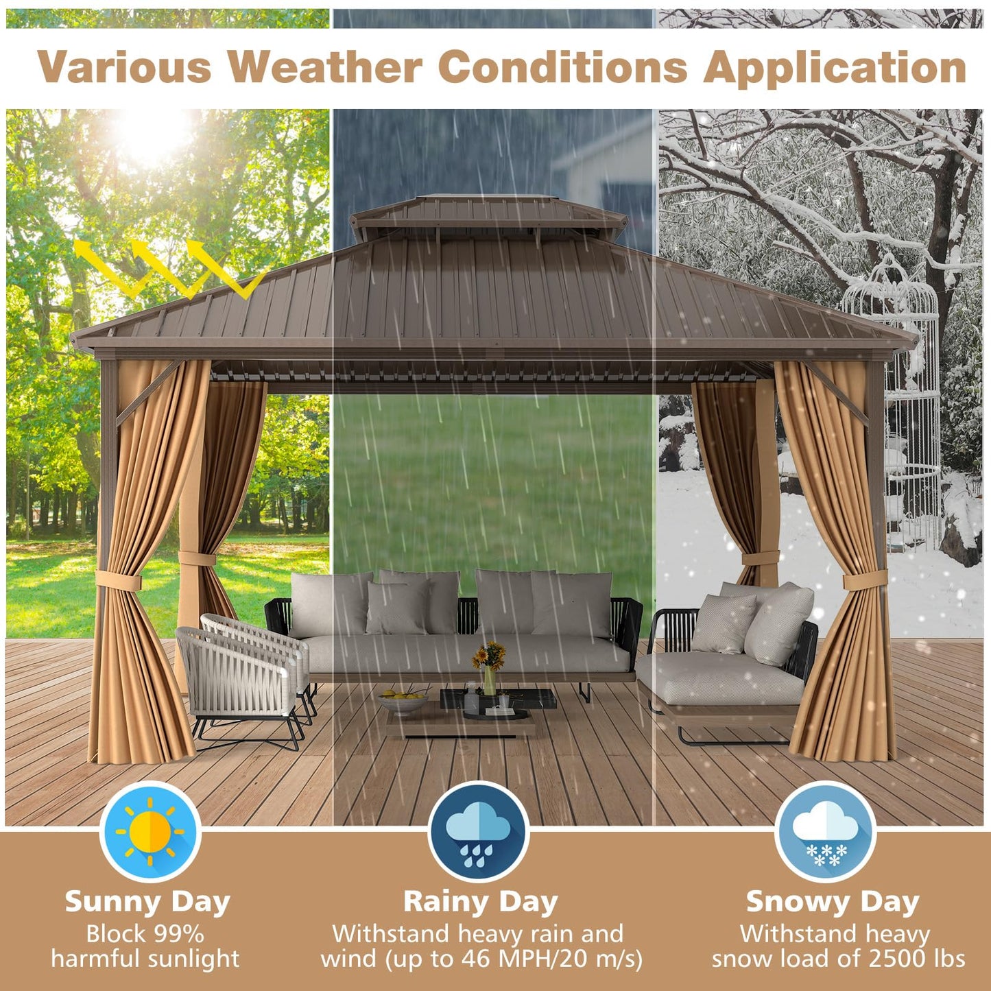 Tangkula 14 x 12 FT Hardtop Gazebo