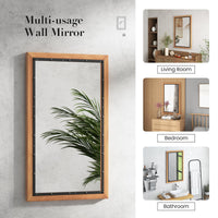 Miroir rustique en bois Tangkula, miroir mural rectangulaire avec cadre et panneau arrière