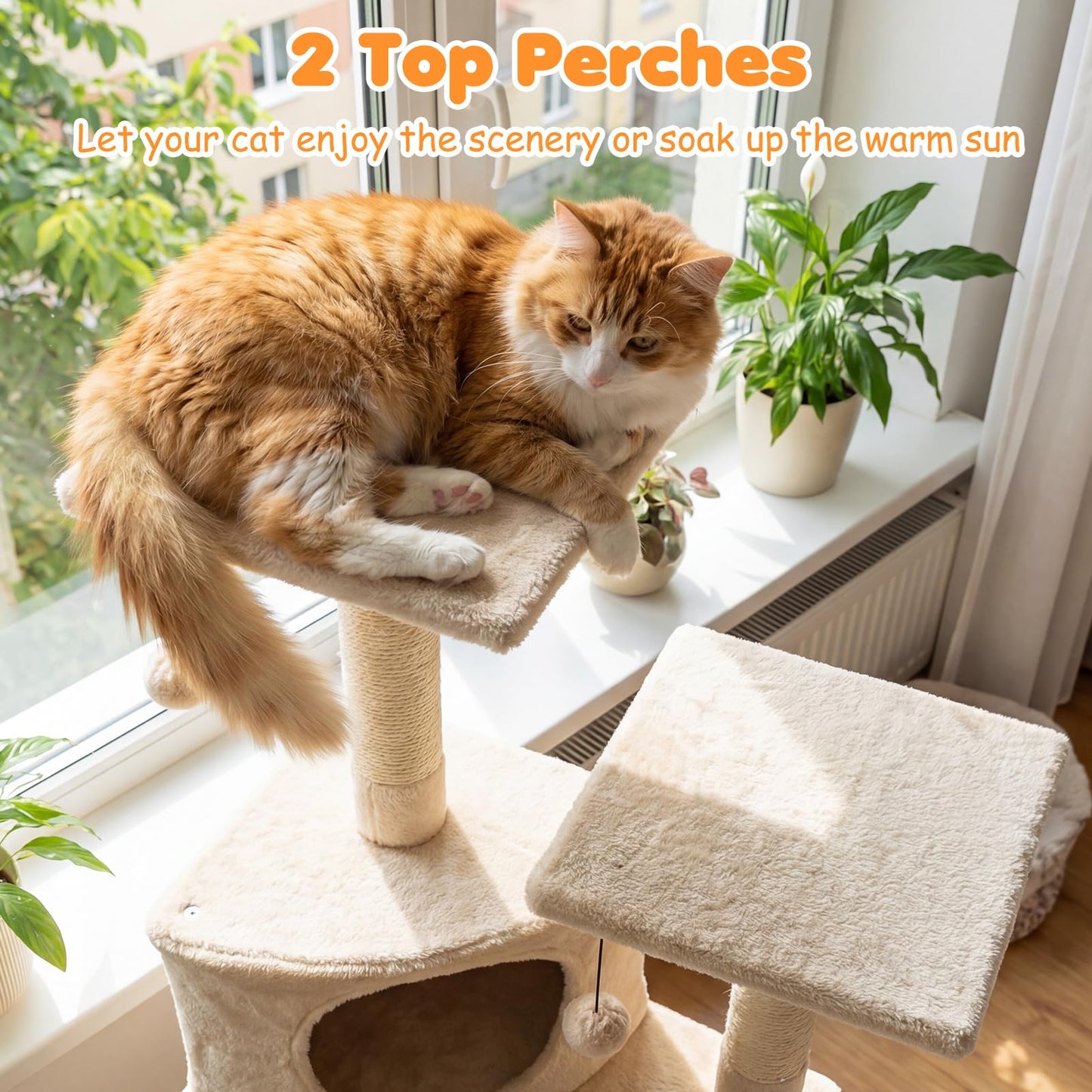 Tangkula Corner Cat Tree with Top Perches & Cozy Condo