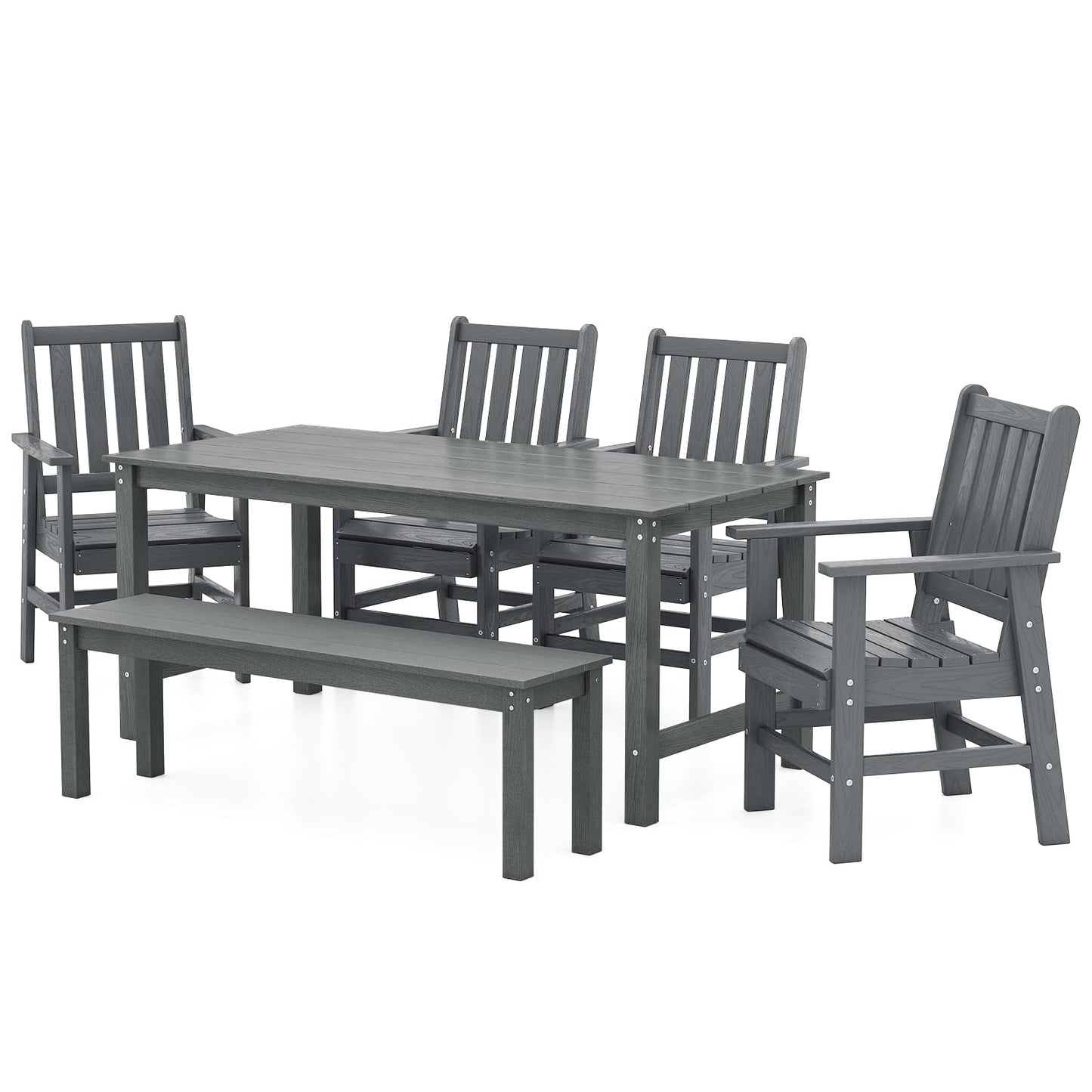 Tangkula 6 Pcs Patio Dining Bench Set for Garden