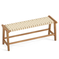 Tangkula Teak Wood Outdoor Bench Patio Backless Wooden Dining Bench