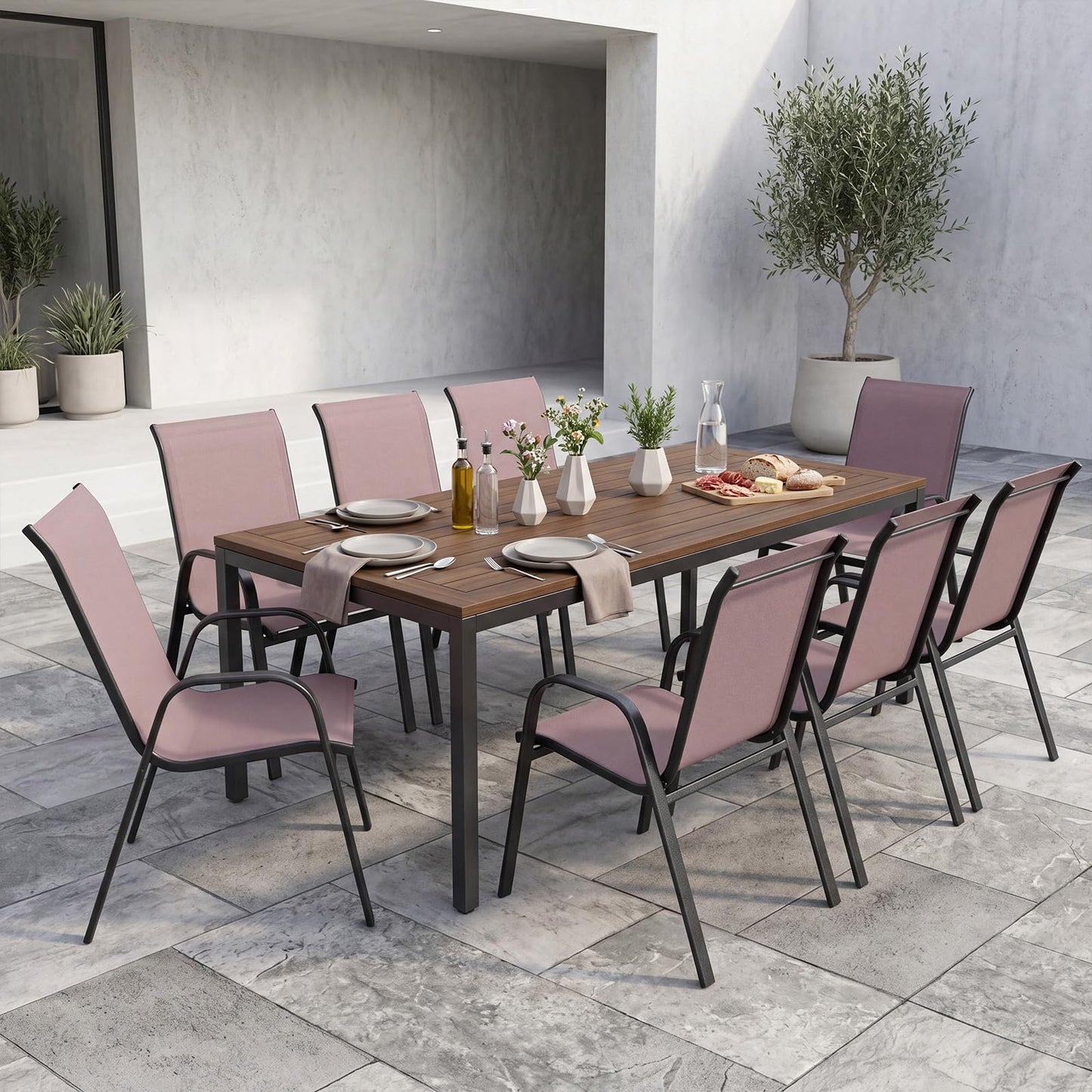 Tangkula Stackable Patio Dining Chairs Set of 4