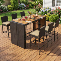 Ensemble de bar extérieur Tangkula 7 pièces avec 6 chaises rembourrées