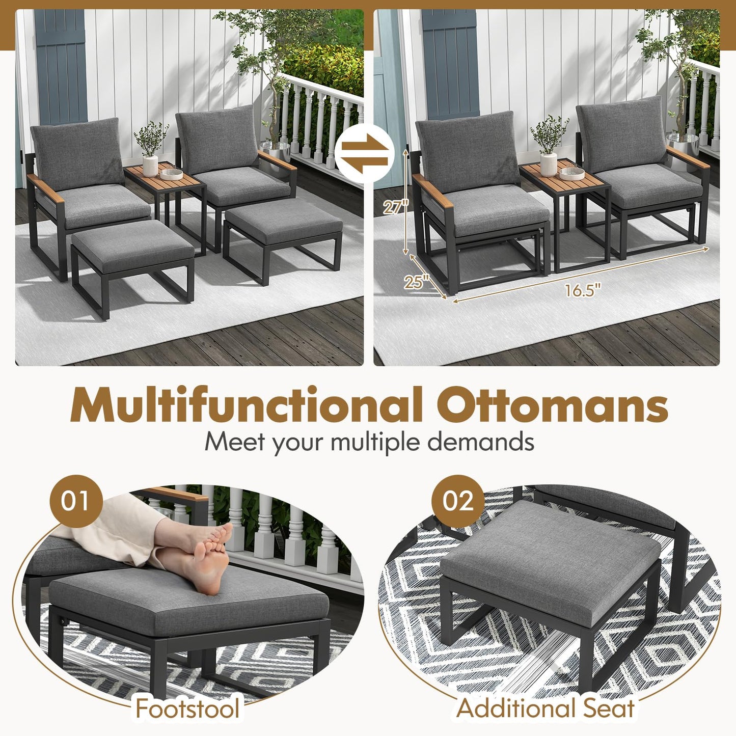 Tangkula 5 Pieces Patio Furniture Set