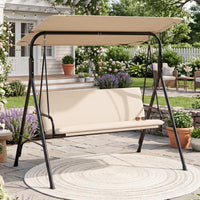 Tangkula 3 Person Porch Swing Outdoor Swing with Removable Cushions