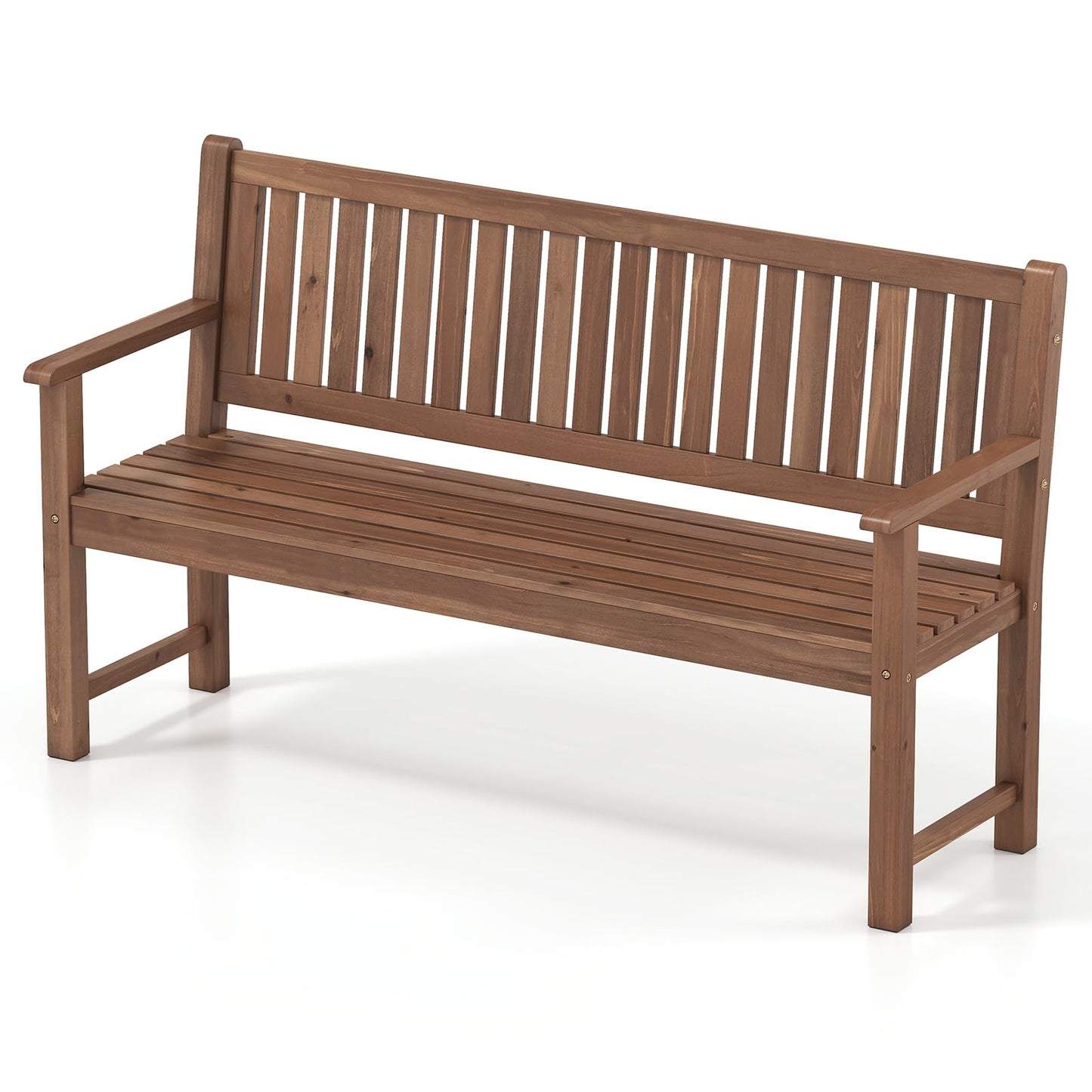 Tangkula 3-Seater Outdoor Wooden Bench | 59" Large Garden Bench with Backrest & Armrests