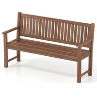 Tangkula 3-Seater Outdoor Wooden Bench | 59" Large Garden Bench with Backrest & Armrests