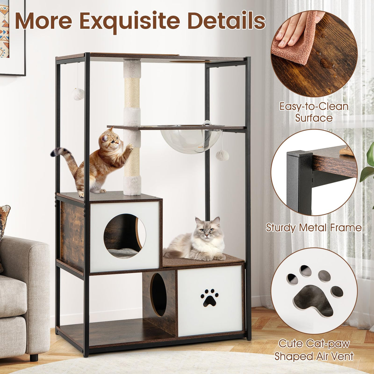 Tangkula Modern Cat Tree 52 Inch Multi-Level Cat Tower for Indoor Cats