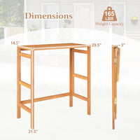 Table de bar pliante d'extérieur en bois d'acacia Tangkula