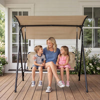 Tangkula 3 Seat Outdoor Patio Swing Chair with Breathable Mesh Fabrics
