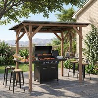 Tangkula Cedar Wood 8.6 FT x 5 FT Grill Gazebo | Barbecue Gazebo