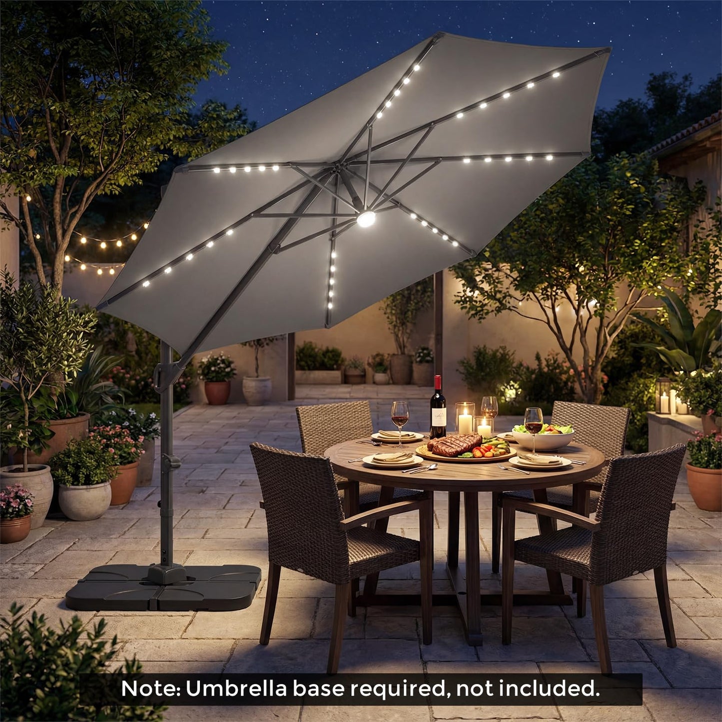 Tangkula 10ft Patio Umbrella | Offset Cantilever Square Outdoor Umbrella with 35 LED Lights