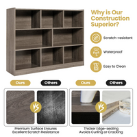 Tangkula 8-Cube Bookcase, Wood 3 Tier Open Storage Bookshelf, Modern Multipurpose Display Cabinet