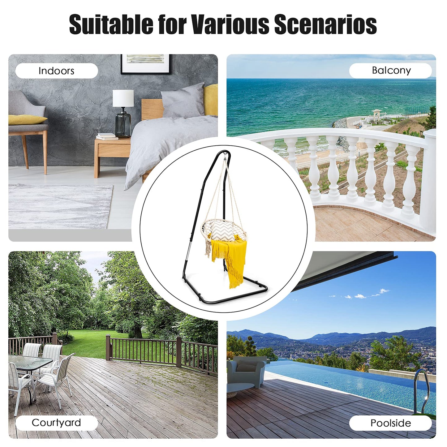 Hammock Stand,  360-Degree Rotation, Ideal for Backyard, Bedroom