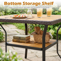 Tangkula 37" Square Wood Patio Dining Table for 4