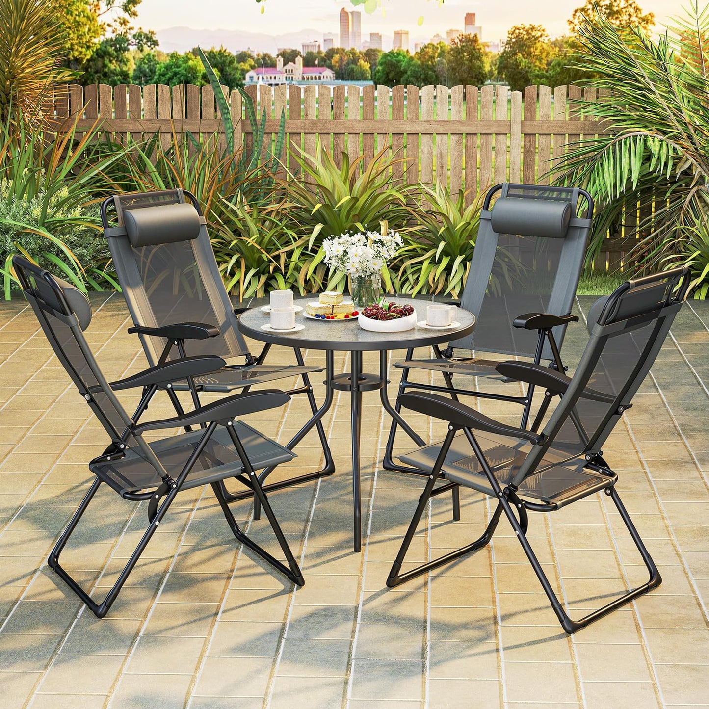 Tangkula Folding Patio Chairs Set