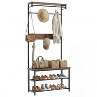 Tangkula Hall Tree with Bench and Shoe Storage for Entryway