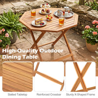 Tangkula 37.5" Acacia Wood Octagonal Folding Patio Table for 4