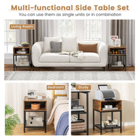 Tangkula 16” Wood Top Sofa Side Table with Metal Frame