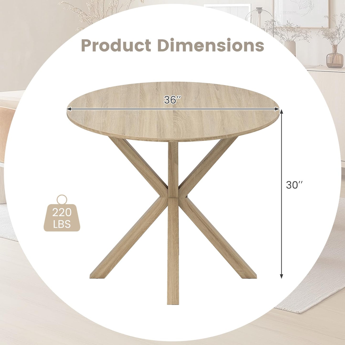 Tangkula 36" Round Dining Table for Home