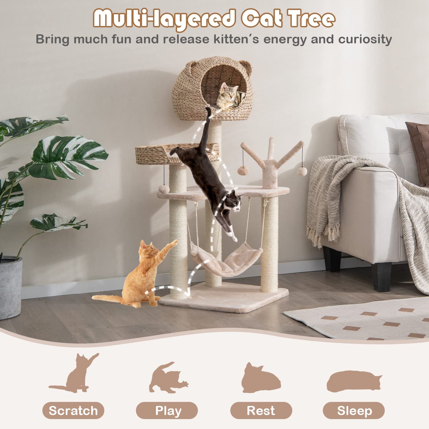 Cat Tree for Indoor Cats - Tangkula