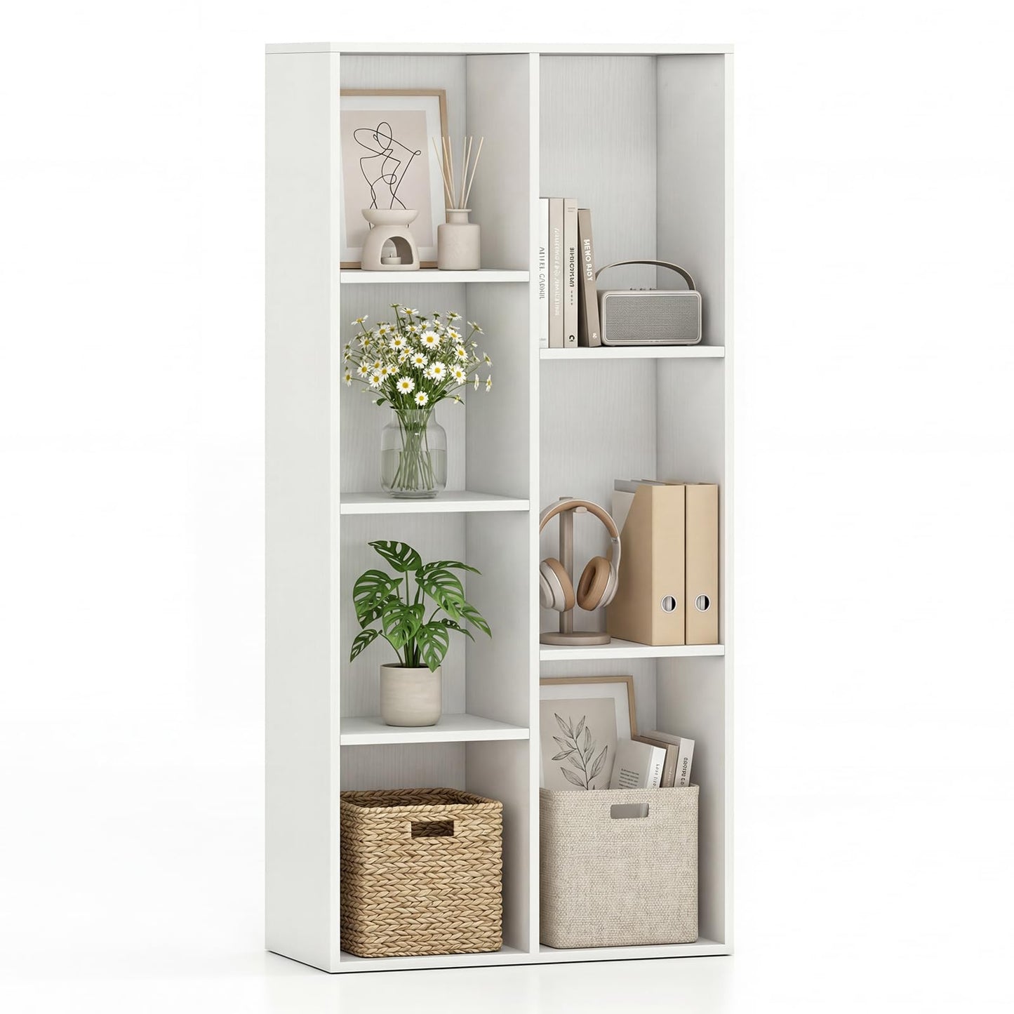 Tangkula 7-Cube Bookcase | Freestanding Storage Organizer with 7 Open Cubbies (1/2)