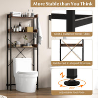 Tangkula Over The Toilet Storage Rack, 3-Tier Bathroom Space Saver w/ 4 Hooks & Adjustable Bottom Bar