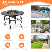 Tangkula Outdoor Fire Pit Table, 4 in 1 36 Inch Round BBQ Garden Fire Bowl with Lid, Bonfire Wood Burning Fire Pit for Outside Backyard