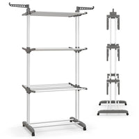 Tangkula 4-Tier Clothes Drying Rack, Collapsible Laundry Rack Stand with 2 Hanger Holders