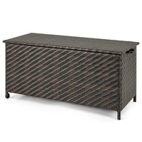 Tangkula Tightly-Woven Rattan Deck Box, Patiojoy Storage Cabinet Container with Polyester Liner, 85 Gallon Indoor Outdoor Storage Bo