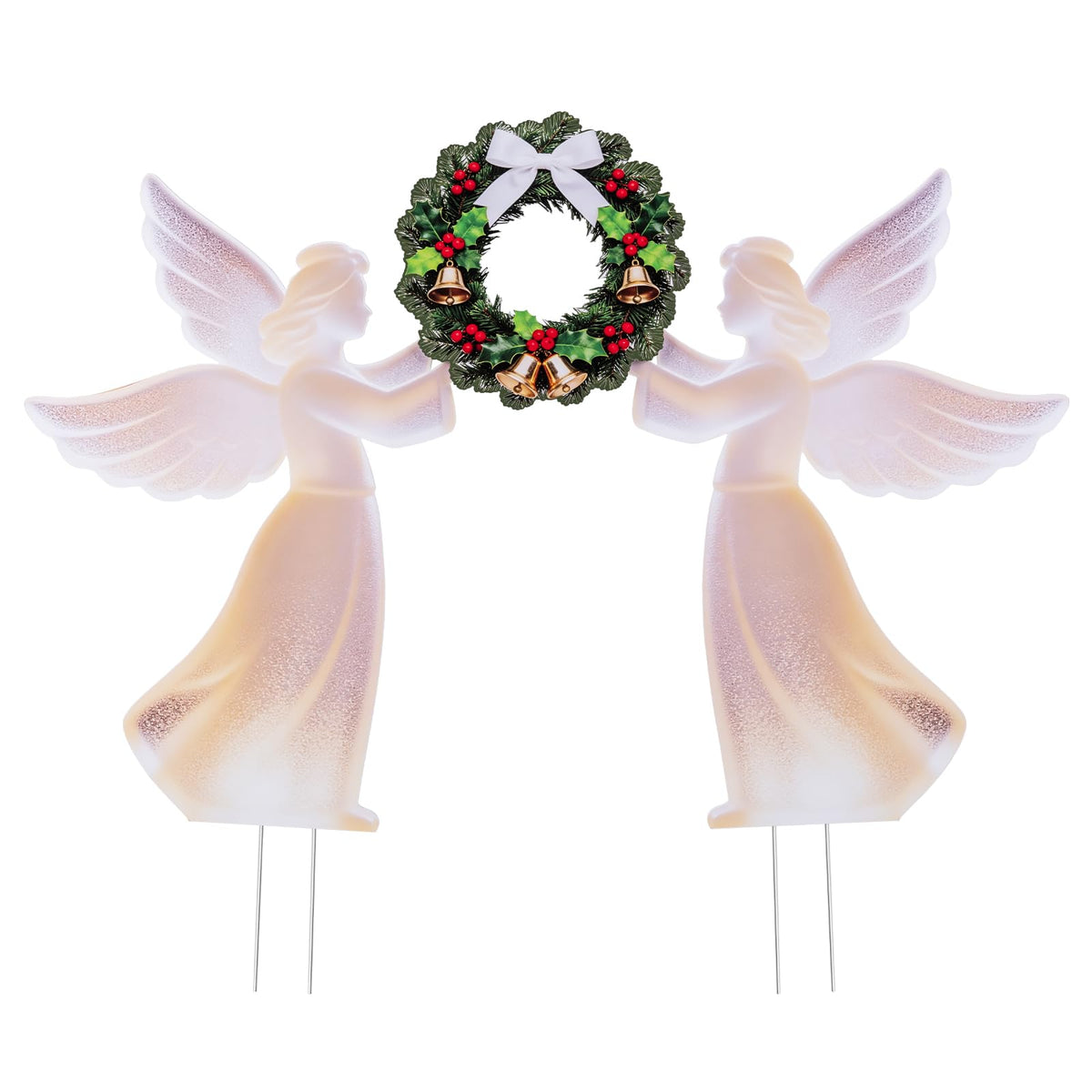 Tangkula Outdoor Christmas Angel & Wreath Decorative Set