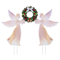 Tangkula Outdoor Christmas Angel & Wreath Decorative Set