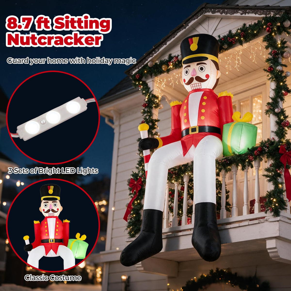 Tangkula 8.7 FT Inflatable Christmas Nutcracker Hanging Decoration