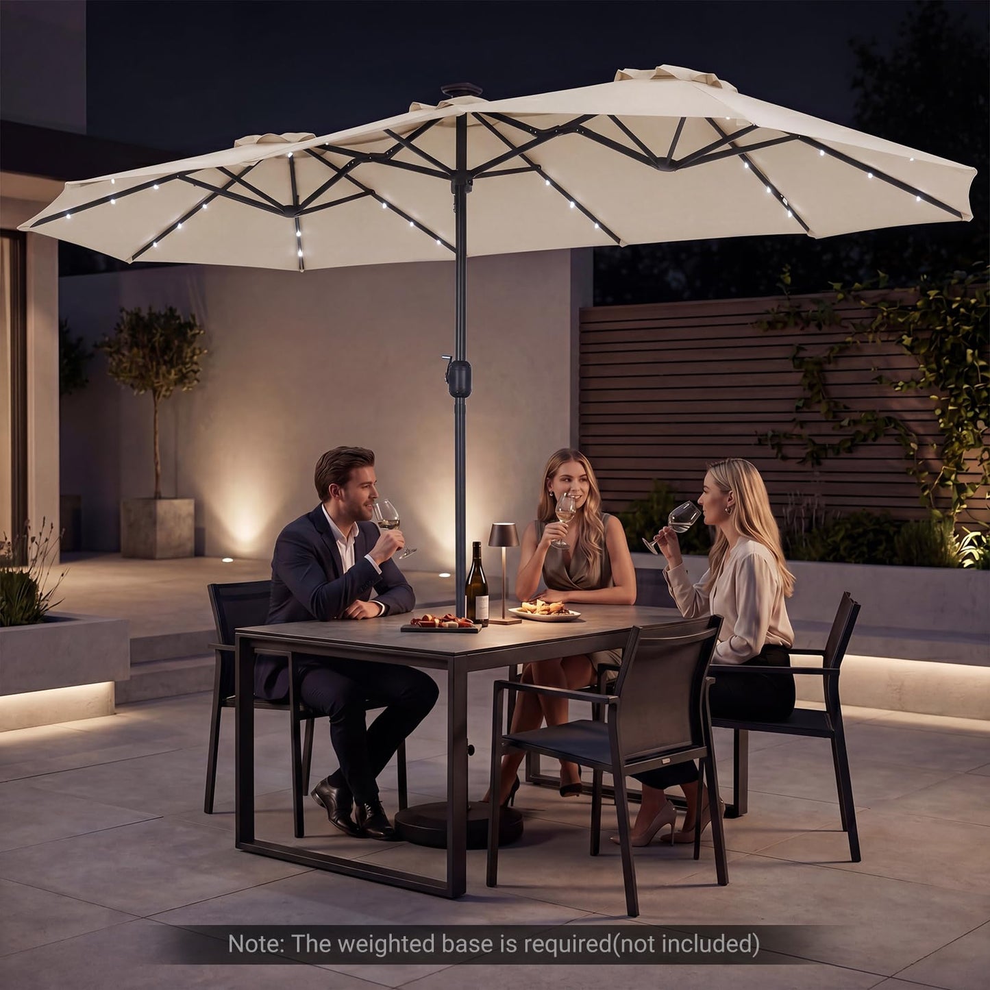 Tangkula 13 Ft Double-Sided Extra Large Outdoor Market Table Umbrella with 36 LED Lights