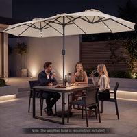 Tangkula 13 Ft Double-Sided Extra Large Outdoor Market Table Umbrella with 36 LED Lights