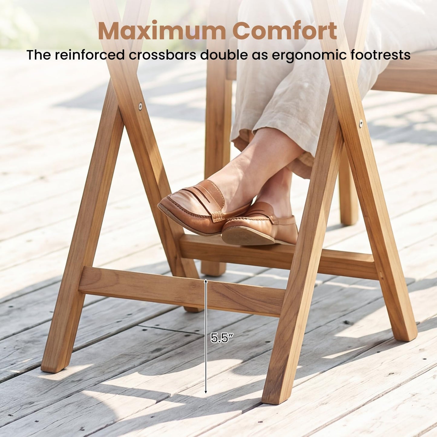 Tangkula 24” Round Solid Teak Outdoor Folding Bistro Table