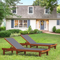 Tangkula Wood Lounge Chair Outdoor for Poolside Lawn Backyard