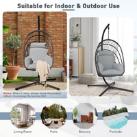 Tangkula Patio Egg Chair with Stand, Hanging Egg Swing Chair with Removable Pillow & Cushion