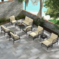 Tangkula 5 Piece Patio Conversation Set, Outdoor Wicker Chair Set w/Ottomans & Coffee Table
