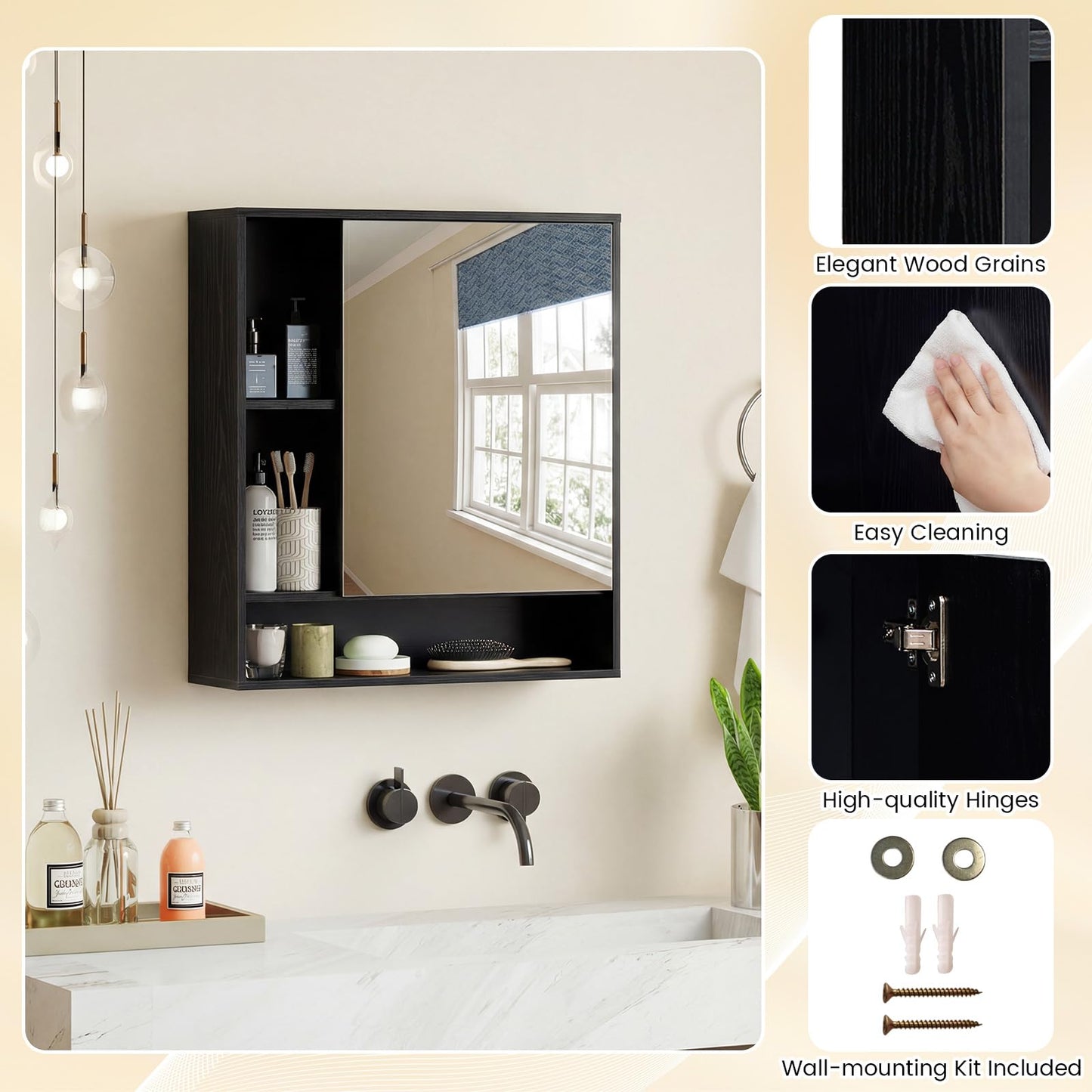 Tangkula Bathroom Cabinet with Mirror for Living Room
