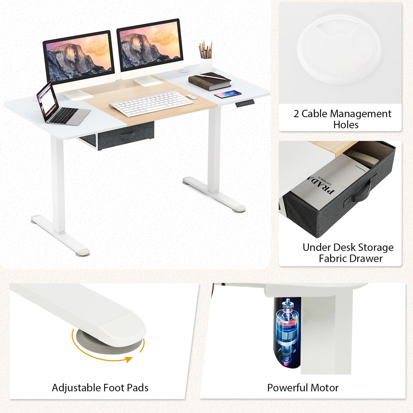Tangkula 55” x 28” Height Adjustable Electric Standing Desk, Ergonomic Sit Stand Desk
